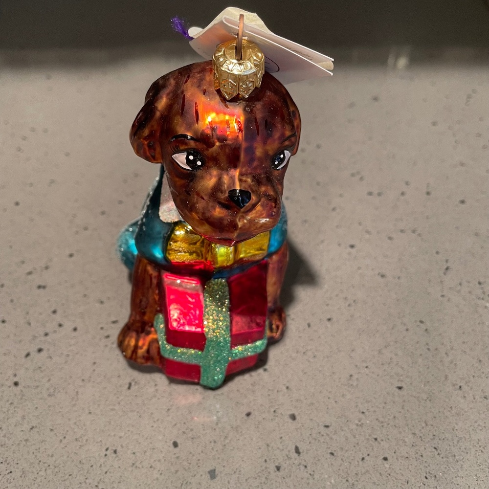 Vintage Christopher Radko dog hand blown glass ornament